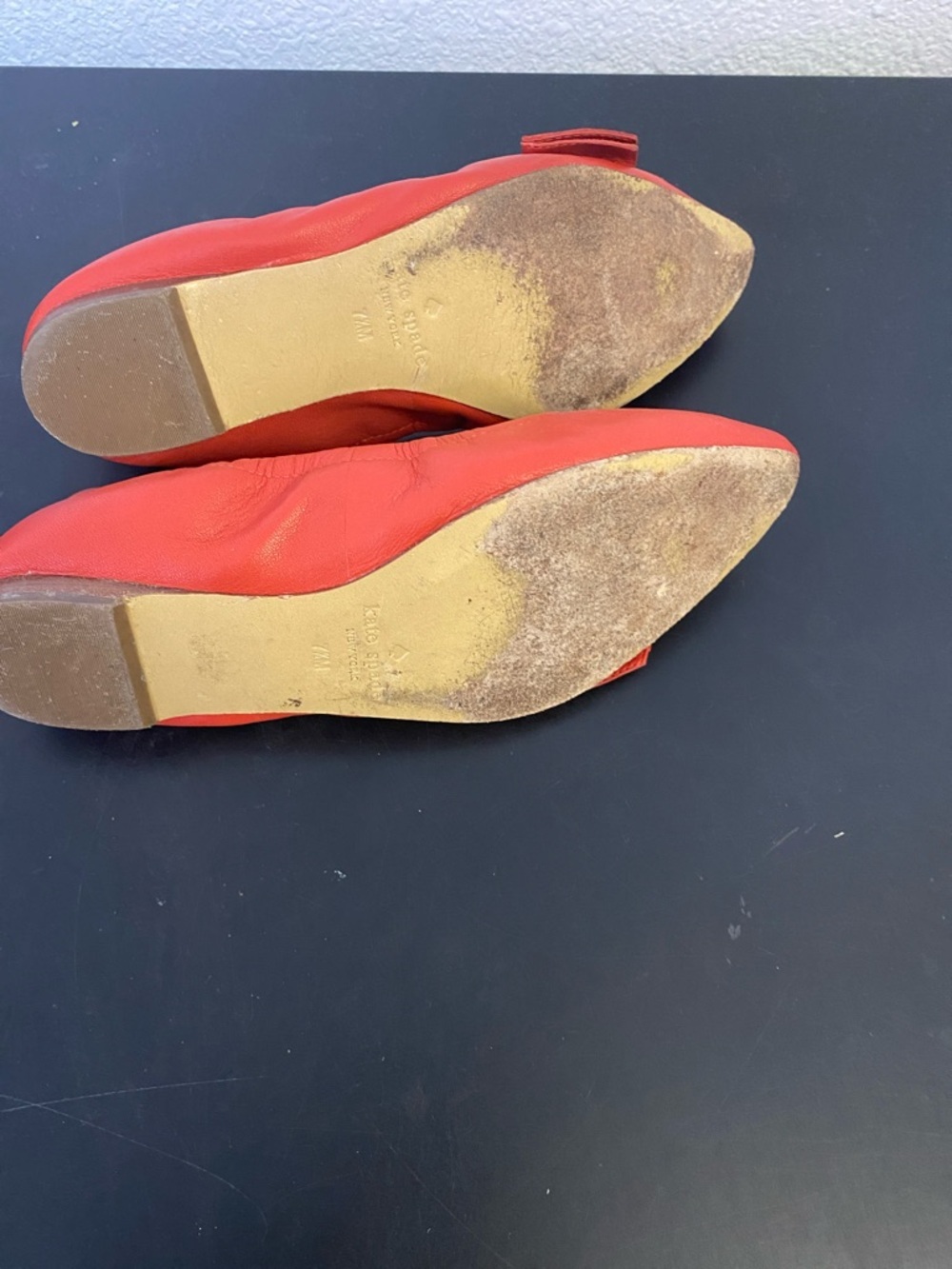 kate spade Coral-Red Bow Pointed Ballet Flats - Picture 6 of 6